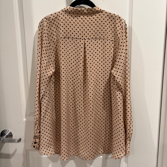 Polk Dot Nude/Black long sleeve silk blouse NWT - Picture 2 of 13